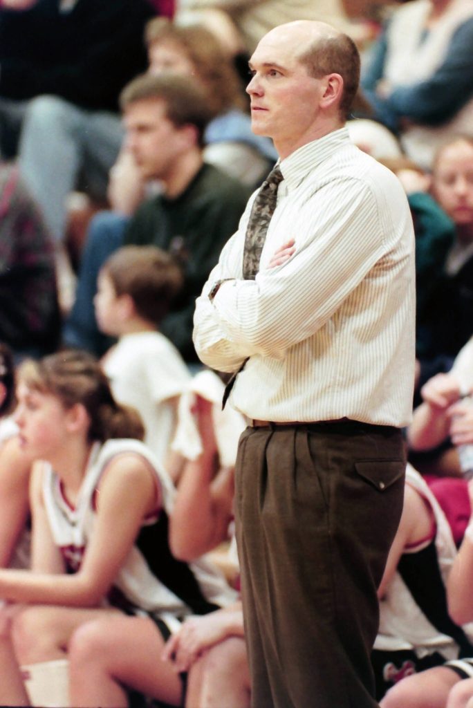 Jim Beeson coaches Kenai Central basketball on March 11, 2000. (M. Scott Moon/Peninsula Clarion file)