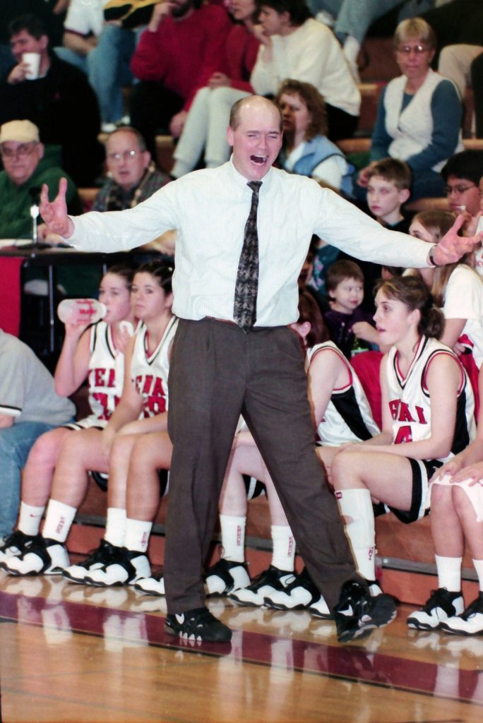 Jim Beeson coaches Kenai Central basketball on March 11, 2000. (M. Scott Moon/Peninsula Clarion file)