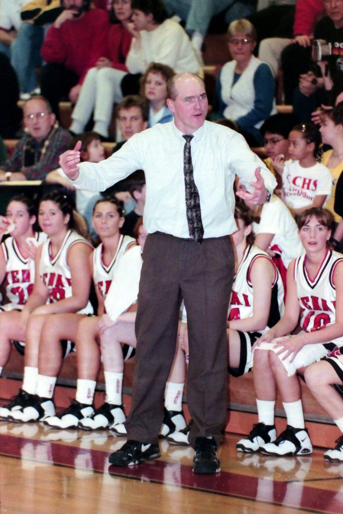 Jim Beeson coaches Kenai Central basketball on March 11, 2000. (M. Scott Moon/Peninsula Clarion file)
