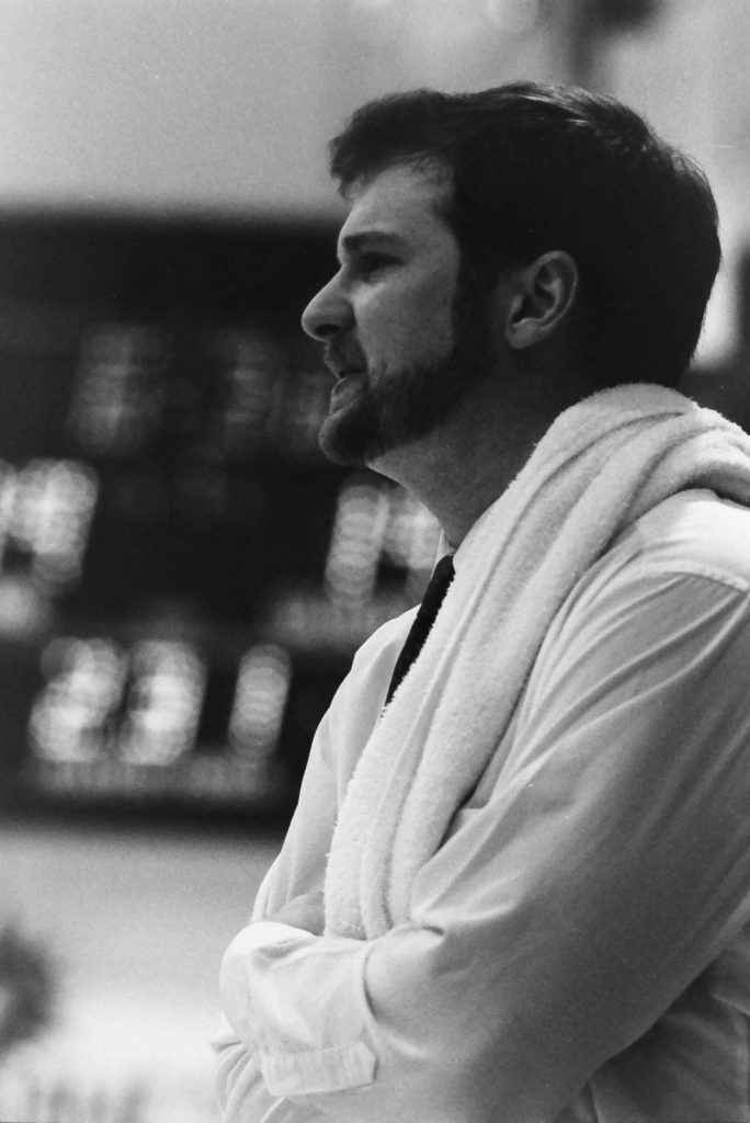 Ward Romans coaches Nikiski basketball in January, 1991. (Peninsula Clarion file)