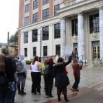 Students from Juneau-Douglas High School: Yadaa.at Kalé gather outside the Alaska State Capitol during a statewide protest Thursday morning calling for more public school funding. (Mark Sabbatini / Juneau Empire)