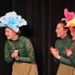 Amara Ranson, Nia Mulholland-Kim and Ava Gunter are Flowers in a rehearsal of Seward High School Theatre Collectives production of Alice in Wonderland at Seward High School in Seward, Alaska, on Thursday, April 11, 2024. (Jake Dye/Peninsula Clarion)