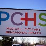 A sign for Peninsula Community Health Services stands outside their facility in Soldotna, Alaska, on Monday, April 15, 2024. (Jake Dye/Peninsula Clarion)