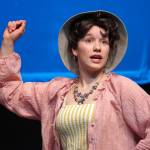 Maggie Grenier rehearses Mamma Mia at Nikiski Middle/High School in Nikiski, Alaska, on Tuesday, April 16, 2024. (Jake Dye/Peninsula Clarion)