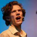 Kyler Allen rehearses Mamma Mia at Nikiski Middle/High School in Nikiski, Alaska, on Tuesday, April 16, 2024. (Jake Dye/Peninsula Clarion)