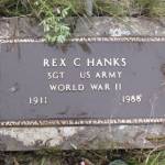 This is the military plaque on the grave of Sgt. Rex Hanks, of the U.S. Army Medical Corps, in the Anchor Point Cemetery. Nearby are the graves of his wife, Irmgard, their two stillborn daughters and the stillborn daughter of one of Irmgards sisters. (Photo courtesy of findagrave.com)