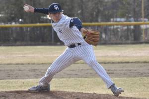 Soldotna pitcher Trenton Ohnemus delivers to Kenai Central on Tuesday, May 7, 2024, at the Soldotna Little League fields in Soldotna, Alaska. (Photo by Jeff Helminiak/Peninsula Clarion)