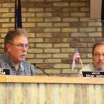 Kenai Mayor Brian Gabriel (left) presides over a meeting of the Kenai City Council on Wednesday, May 15, 2024, in Kenai, Alaska. (Ashlyn OHara/Peninsula Clarion)