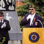 American Legion Post 20 Past Cmdr. David Segura speaks during a Memorial Day ceremony at Leif Hanson Memorial Park in Kenai, Alaska, on Monday, May 27, 2024. (Jake Dye/Peninsula Clarion)