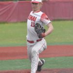 Kenai Centrals Braden Smith delivers to Palmer at the third-fifth-place game at the Division II state tournament Saturday, June 1, 2024, at Wasilla High School in Wasilla, Alaska. (Photo by Jeff Helminiak/Peninsula Clarion)