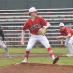 American Legion Post 20 Twins starter Malakai Olson delivers to Eagle River on Wednesday, June 5, 2024, at Coral Seymour Memorial Park in Kenai, Alaska. (Photo by Jeff Helminiak/Peninsula Clarion)