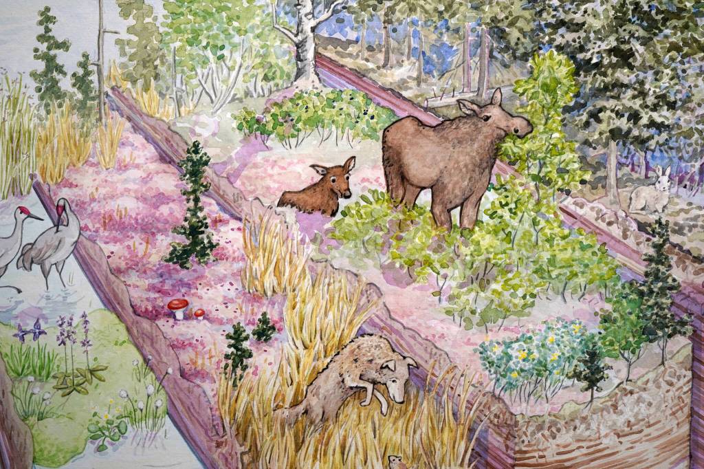 Artwork by Kim McNett is displayed at the Kenai Art Center in Kenai, Alaska, on Wednesday, June 5, 2024. (Jake Dye/Peninsula Clarion)