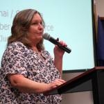 Cheri Smith, executive director of The LeeShore Center, speaks about the centers work and services at the Kenai Chamber of Commerce and Visitor Center in Kenai, Alaska, on Wednesday, June 5, 2024. (Jake Dye/Peninsula Clarion)