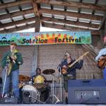 The Tyson James Band performs during the 45th Annual Moose Pass Summer Solstice Festival in Moose Pass on Saturday, June 15. (Jake Dye/Peninsula Clarion)