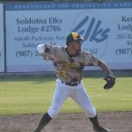 Mat-Su Miners shortstop Ryan Richard makes a force out against the Peninsula Oilers on Saturday, June 22, 2024, at Coral Seymour Memorial Park in Kenai, Alaska. (Photo by Jeff Helminiak/Peninsula Clarion)