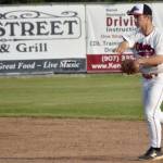 Peninsula Oilers second baseman Cole Dawson makes a play Saturday, June 22, 2024, at Coral Seymour Memorial Park in Kenai, Alaska. (Photo by Jeff Helminiak/Peninsula Clarion)
