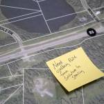 Sticky notes affixed to maps contain attendee feedback for the Sterling Safety Corridor Improvements project during a town hall event at the Sterling Community Center in Sterling, Alaska, on Tuesday, June 25, 2024. (Jake Dye/Peninsula Clarion)