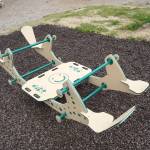 A new inclusive seesaw is seen during a ribbon-cutting at Kenai Municipal Park in Kenai, Alaska, on Thursday, June 27, 2024. (Jake Dye/Peninsula Clarion)