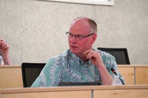 Assembly member Brent Hibbert speaks during a meeting of the Kenai Peninsula Borough Assembly in Soldotna, Alaska, on Tuesday, June 18, 2024. (Jake Dye/Peninsula Clarion)