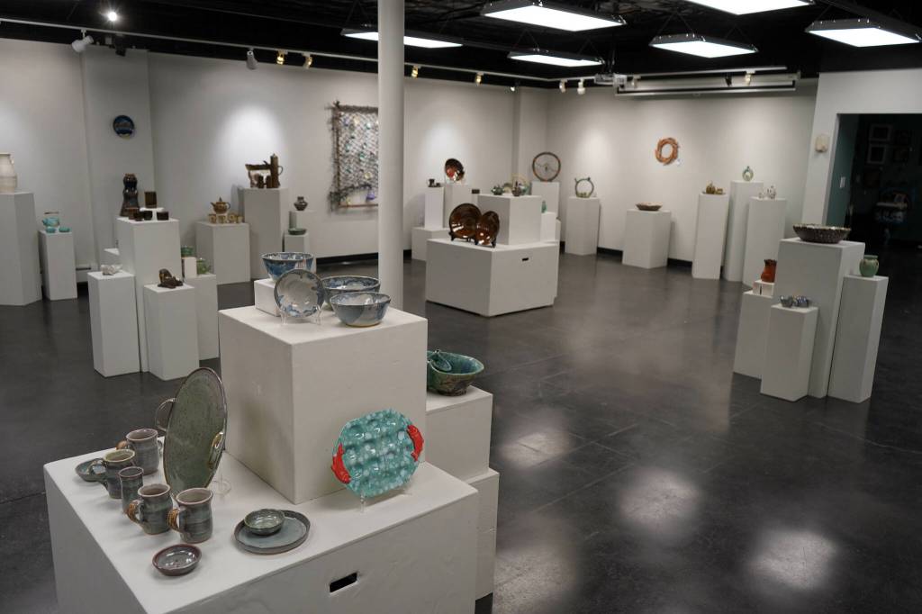 The Kenai Potters Guilds annual exhibition, Clay on Display, is seen at the Kenai Art Center in Kenai, Alaska, on Tuesday, July 2, 2024. (Jake Dye/Peninsula Clarion)