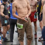 Palmers Ethan Copp wore sandals for the mens race at the Mount Marathon Race on Thursday, July 4, 2024, in Seward, Alaska. Copp was 52nd in 56 minutes, 10 seconds. (Photo by Jeff Helminiak/Peninsula Clarion)