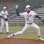 Post 20 Twins starter Trenton Ohnemus delivers to Chugiak on Saturday, July 6, 2024, at Coral Seymour Memorial Park in Kenai, Alaska. (Photo by Jeff Helminiak/Peninsula Clarion)