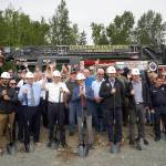 Central Emergency Services staff celebrate a groundbreaking for the new Central Emergency Services Station 1 in Soldotna, Alaska, on Wednesday, July 24, 2024. (Jake Dye/Peninsula Clarion)