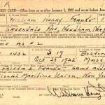 William Henry Franke signed this draft-registration card in August 1942 in Massachusetts. At the time, he was serving with the U.S. Merchant Marine. Four years later, he would move to the Kenai Peninsula. In January 1948, he would kill Ethen Cunningham.