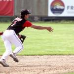 Oilers infielder Petey Soto flips the ball to second during a 6-1 loss to the Mat-Su Miners on Sunday, Aug. 4, 2024, at Hermon Brothers Field in Palmer, Alaska. (Photo by Jeremiah Bartz/Frontiersman)
