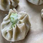 Gyoza wrappers are filled with shrimp and onion paste. (Photo by Tressa Dale/Peninsula Clarion)