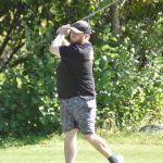 Jake Eubank tees off on No. 16 at the Birch Ridge Amateur Championship on Sunday, Aug. 25, 2024, at Birch Ridge Golf Course in Soldotna, Alaska. (Photo by Jeff Helminiak/Peninsula Clarion)