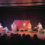 Emilie Springer/ Homer News
Liam James, Javin Schroeder, Leeann Serio and Mike Selle perform in Leaving during last Saturdays show at Pier One Theatre on the Spit.