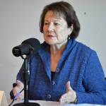 Soldotna City Council member Linda Farnsworth-Hutchings participates in the Peninsula Clarion and KDLL candidate forum series, Thursday, Sept. 5, 2024, at the Soldotna Public Library in Soldotna, Alaska. (Photo by Erin Thompson/Peninsula Clarion)