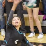 Nikiskis Alexa Iyatunguk attacks Saturday, Sept. 7, 2024, at the 17th Annual Shayna Pritchard Memorial Volleyball Tournament at Nikiski Middle-High School in Nikiski, Alaska. (Photo by Jeff Helminiak/Peninsula Clarion)
