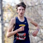 Homerճ Johannes Bynagle heads into the second lap of the Division II boys varsity race of the Region 3 Championships on Saturday, Sept. 28, 2024, in Wasilla, Alaska. (Photo by Jeremiah Bartz/Frontiersman)