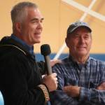 Alaska Christian College President Keith Hamilton recognizes Dennis Schnicke for his contributions to the construction of the colleges new athletic center at a dedication ceremony for the facility at Alaska Christian College in Soldotna, Alaska, on Friday, Sept. 27, 2024. (Jake Dye/Peninsula Clarion)
