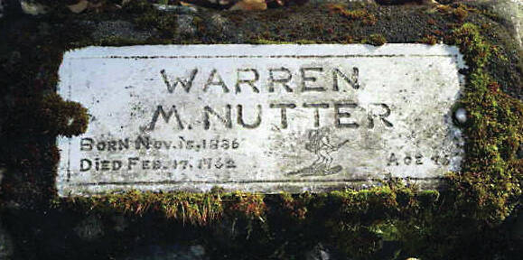 Photo courtesy of findagrave.com
In the Hope Cemetery, the grave marker for Warren Melville Nutter contains errors in his birth year and his age. The illustration, however, captures his adventurous spirit.