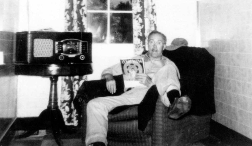 Photo courtesy of the Nutter Family Collection
This undated photograph shows Warren Melville Nutter relaxing inside his home in Hope.