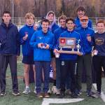 The Homer boys took second place in Division II at the state cross-country running meet on Saturday, Oct. 5, 2024, at Bartlett High School in Anchorage, Alaska. (Photo by Jeff Helminiak/Peninsula Clarion)