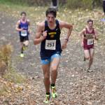 Homers Johannes Bynagle competes in the Division II boys race at the state cross-country running meet on Saturday, Oct. 5, 2024, at Bartlett High School in Anchorage, Alaska. (Photo by Jeff Helminiak/Peninsula Clarion)