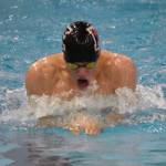 Kenai Centrals David Price competes in the 100-yard individual medley in the SoHi Pentathlon on Friday, Oct. 11, 2024, at Soldotna High School in Soldotna, Alaska. (Photo by Jeff Helminiak/Peninsula Clarion)