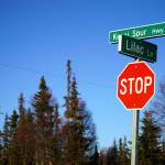Lilac Lane intersects with the Kenai Spur Highway in Kenai, Alaska, on Friday, Oct. 18, 2024. (Jake Dye/Peninsula Clarion)