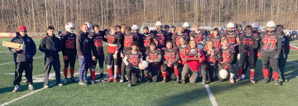 Kenai Central was the runner-up Saturday, Oct. 19, 2024, in the Division III First National Bowl at Veterans Memorial Field at Wasilla High School in Wasilla, Alaska. (Photo by Jeff Helminiak/Peninsula Clarion)