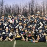 Soldotna celebrates Saturday, Oct. 26, 2024, at the First National Bowl Division II title game at Pride Field at Colony High School in Palmer, Alaska. (Photo by Jeff Helminiak/Peninsula Clarion)