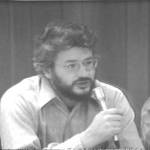 Historian Claus Naske speaks at the first Kenai Peninsula history conference held at Kenai Central High School on Nov. 7-8, 1974, in Kenai, Alaska. Photo provided by Shana Loshbaugh