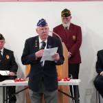 Jim McHale, representing the Military Order of the Purple Heart, speaks during a celebration of Veterans Day at the American Legion Post 20 in Kenai, Alaska, on Monday, Nov. 11, 2024. (Jake Dye/Peninsula Clarion)