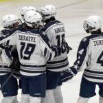 Soldotna celebrates a goal by Daniel Heath on Friday, Nov. 15, 2024, at the Soldotna Regional Sports Complex in Soldotna, Alaska. (Photo by Jonas Oyoumick/Peninsula Clarion)