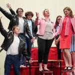 The cast of Soldotna High Schools Grease rehearse in the Soldotna High School auditorium in Soldotna, Alaska, on Monday, Nov. 25, 2024. (Jake Dye/Peninsula Clarion)