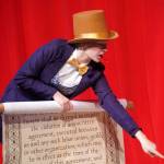 McKinley Frary portrays Willy Wonka in a rehearsal of Nikiski Bulldog Theatres Willy Wonka Jr. at Nikiski Middle/High School on Tuesday, Dec. 3, 2024. (Jake Dye/Peninsula Clarion)