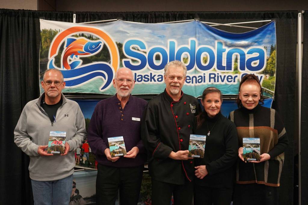 Soldotna Chamber of Commerce Platinum partners are recognized during the 65th Annual Soldotna Chamber Awards Celebration at the Soldotna Regional Sports Complex in Soldotna, Alaska, on Wednesday, Dec. 18, 2024. (Jake Dye/Peninsula Clarion)
